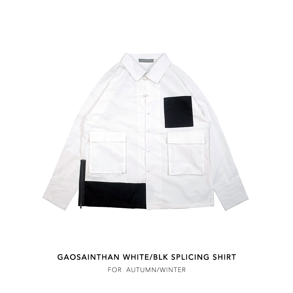 Gao by EVIN GOGH White/Blk Splicing Shirt