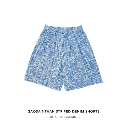 Gao by EVIN GOGH Striped Denim Shorts